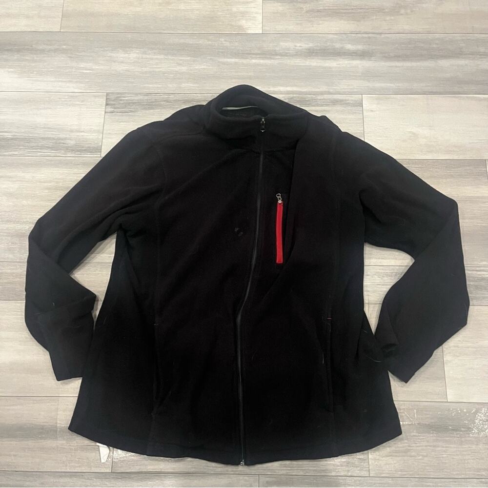 Black Fleece Jacket with Green Accent